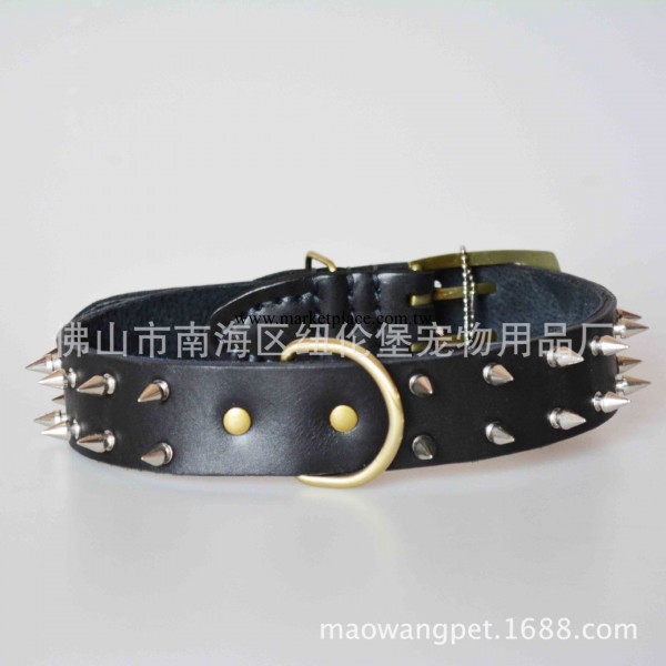 貓王寵物用品 新款真皮狗帶牛皮雙子彈釘頸帶項圈 CD09工廠,批發,進口,代購