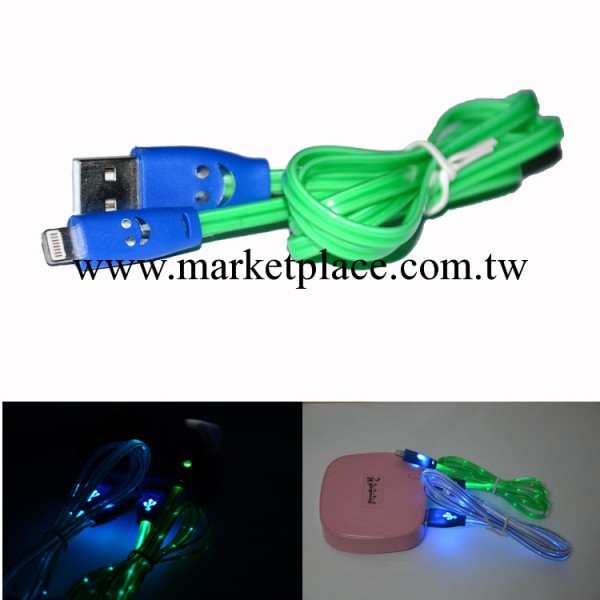 熱銷Iphone 5S笑臉發光數據線冷光閃燈Ipad蘋果手機充電工廠,批發,進口,代購