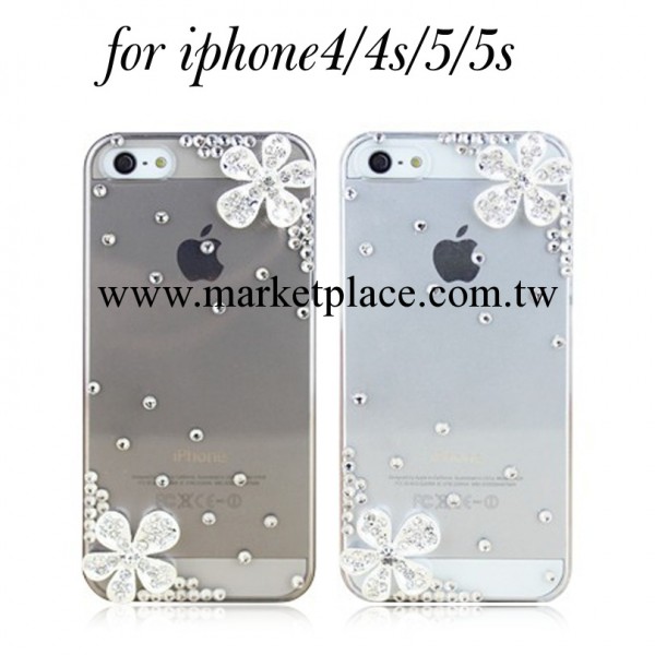 蘋果5/5S手機殼 水晶花手機保護套 iphone4/4S貼鉆手機套時尚創意工廠,批發,進口,代購