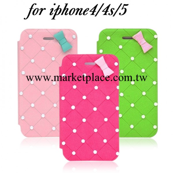 iphone4珍珠蝴蝶結皮套 蘋果4s手機皮套 手機保護殼 蘋果4保護套工廠,批發,進口,代購