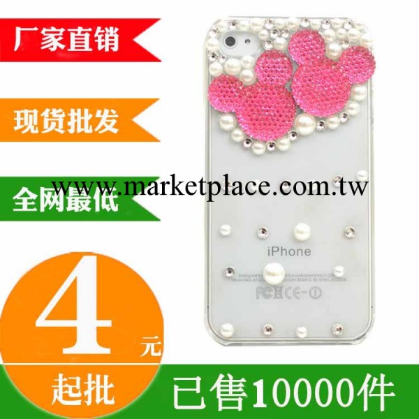 iphone4S/5S鑲鉆手機殼 蘋果5代水鉆保護套 可愛米奇頭透明殼韓國工廠,批發,進口,代購