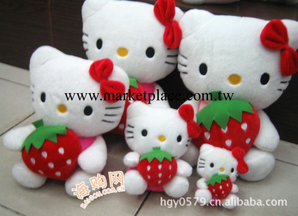 中號婚慶公仔/草莓hello kitty/多種尺寸蝴蝶結草莓kt貓工廠,批發,進口,代購