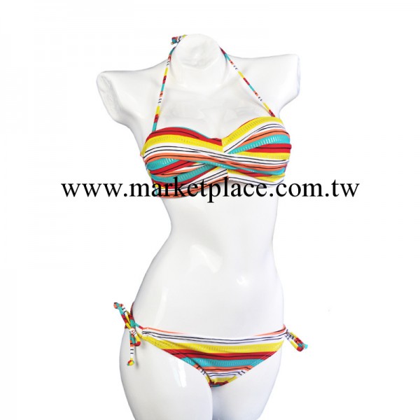性感維多利亞比基尼 帶胸墊帶鋼托聚攏泳裝 彩色條紋泳衣工廠,批發,進口,代購