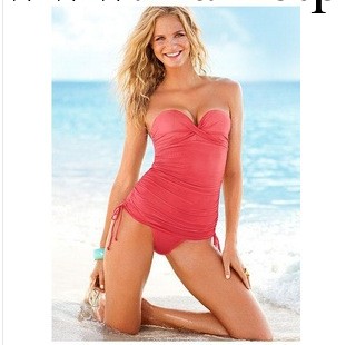 新款上市 廠傢直銷連身裙式純色維多利亞的秘密剛托聚攏女泳衣工廠,批發,進口,代購