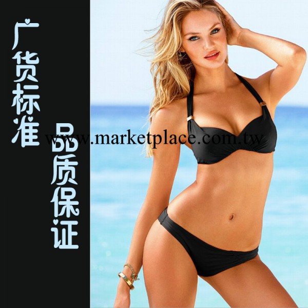 廣州泳衣批發維多利亞的秘密比基尼新款女士溫泉泳衣黑色鋼托褶皺工廠,批發,進口,代購