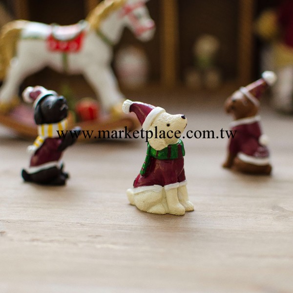 Christmas聖誕系列 聖誕狗狗樹脂擺件 3款入 小白小黃和小黑 禮品批發・進口・工廠・代買・代購