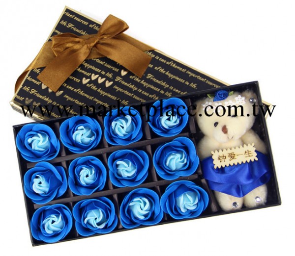 創意禮品香皂花聖誕方盒12朵玫瑰加熊仿真玫瑰花 新品上市工廠,批發,進口,代購