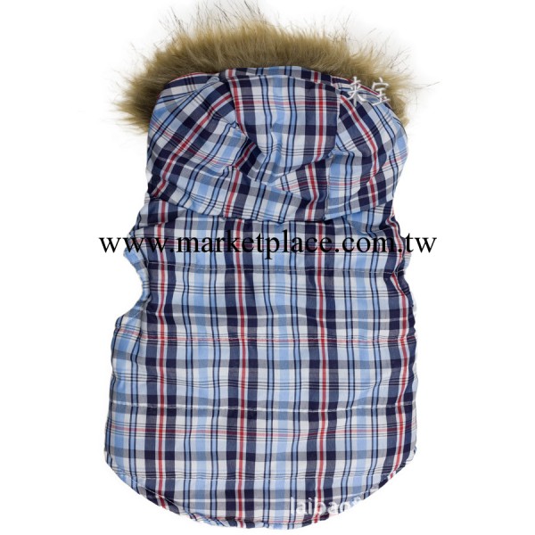 寵物用品狗狗衣服 拼接格子夾棉寵物背心 冬裝新品 潮流狗狗必備工廠,批發,進口,代購