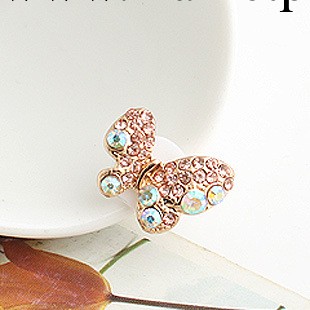 【S0507】真金鑲嵌彩鉆飛蝴蝶iphone按鍵home手機貼工廠,批發,進口,代購