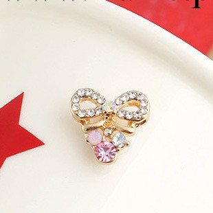 專業韓飾供應商【S0488】鍍真金鑲鉆彩鉆蝴蝶結iPhone按鍵home貼工廠,批發,進口,代購