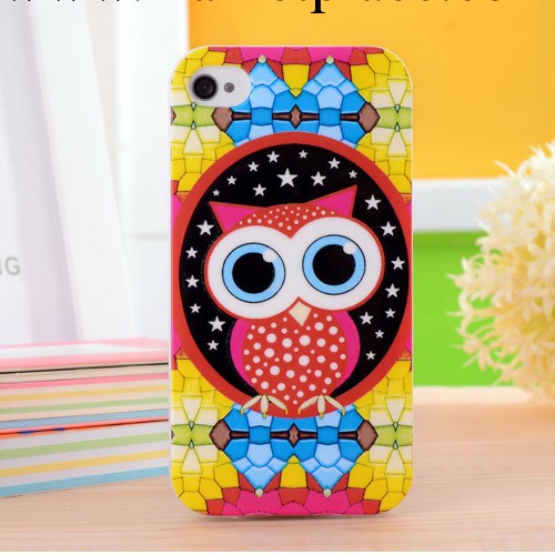 供應彩繪貓頭鷹TPU手機殼 蘋果iPhone4/4S矽膠套iphone5外殼工廠,批發,進口,代購