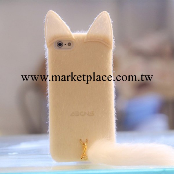獺兔毛iphone5 4手機保護殼 蘋果毛絨貓保護套 尾巴貓矽膠手機套批發・進口・工廠・代買・代購