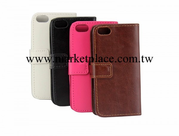 蘋果iphone5C瘋馬紋左右開插卡支架手機皮套  現貨供應工廠,批發,進口,代購