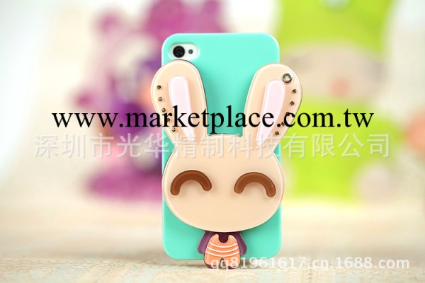 iphone5手機殼 瞇眼兔子鏡子外殼 蘋果4代 手機套 保護殼 水鉆殼工廠,批發,進口,代購