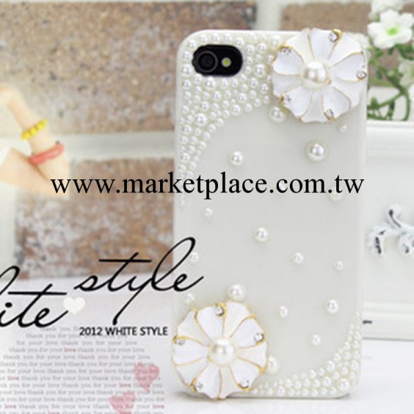 新款iphone4手機殼蘋果5iphone5手機殼水鉆珍珠花蘋果4代手機套工廠,批發,進口,代購