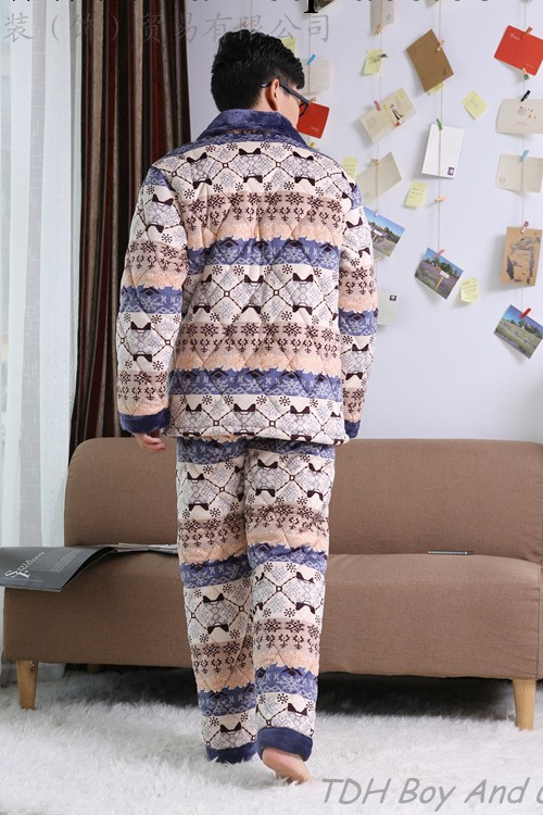 2013冬季新款男士保暖睡衣加厚男款傢居服套裝批發58015工廠,批發,進口,代購