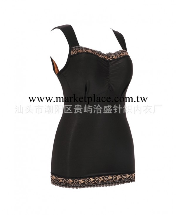 廠傢直銷2013新品 塑身美體帶可拆卸胸罩碗 黑金花邊領 保暖背心工廠,批發,進口,代購