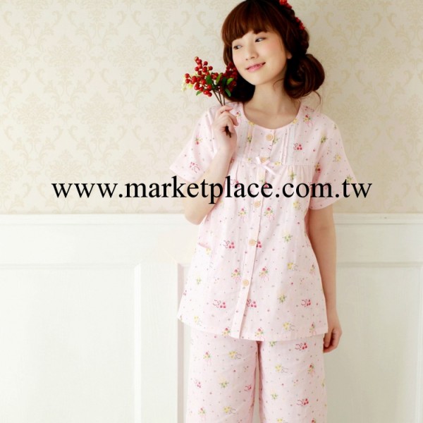 HT純棉甜美休閒雙層紗佈全棉質小碎花短袖睡衣女士夏季傢居服套裝工廠,批發,進口,代購