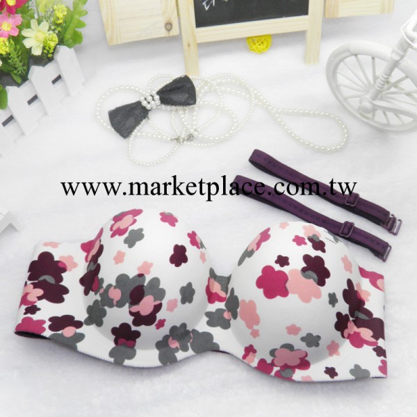 迪妮娜一片式無縫無痕內衣胸罩058407白底碎花 兩排三扣工廠,批發,進口,代購