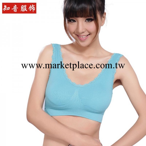 廠傢一片式無痕運動跑步內衣 無縫無鋼圈背心式花邊聚攏胸罩批發工廠,批發,進口,代購