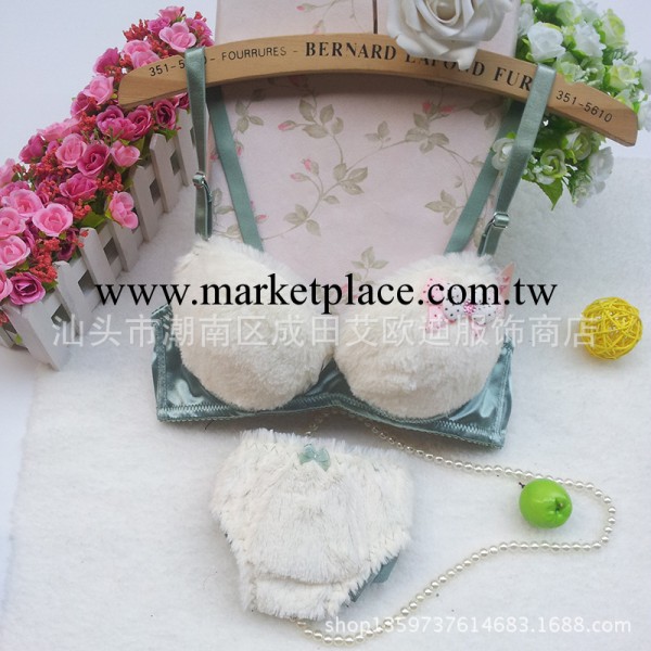 供應1215毛絨絨可愛少女甜美胸罩套裝 冬季保暖內衣批發支持混批工廠,批發,進口,代購