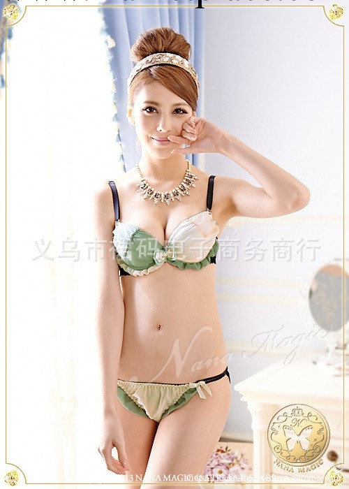 1301 淘寶爆款雪紡褶皺蝴蝶節陰陽罩杯日單胸罩套裝內衣批發1301工廠,批發,進口,代購