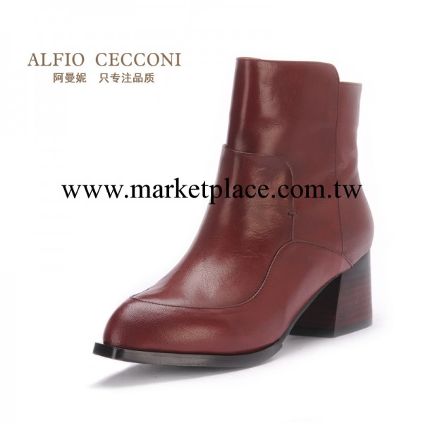 Alfio Cecconi/阿曼妮 優雅小牛皮女靴子3945  防水臺粗高跟短靴工廠,批發,進口,代購