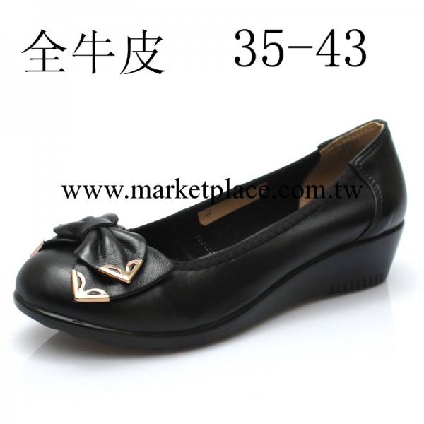 2013秋季新款女單鞋頭層牛皮淺口鞋真皮坡跟舒適有大碼媽媽女鞋子工廠,批發,進口,代購