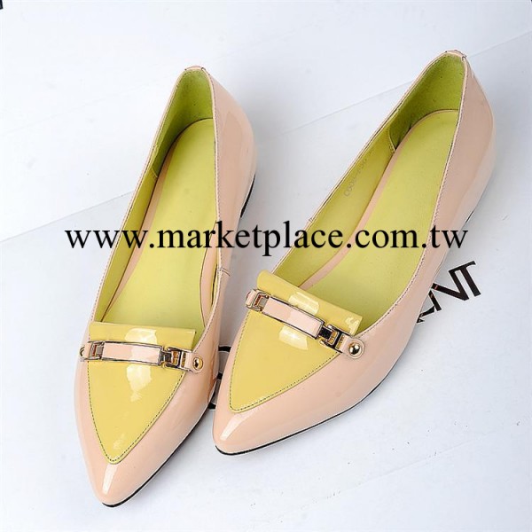 FASHION QUEEN女式真皮單鞋平跟撞色漆皮女鞋尖頭甜美內增高鞋工廠,批發,進口,代購