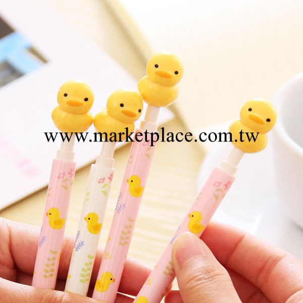 批發日韓國文具卡通萌物小黃鴨按動式圓珠筆 創意文具0.5mm藍色工廠,批發,進口,代購