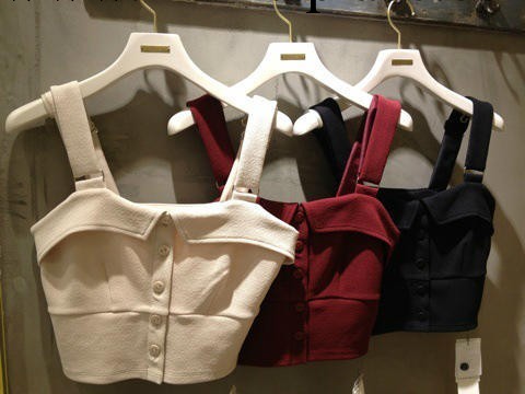 2013秋冬新款女裝日本代購s傢小翻領紐扣抹胸小吊帶 背帶上工廠,批發,進口,代購