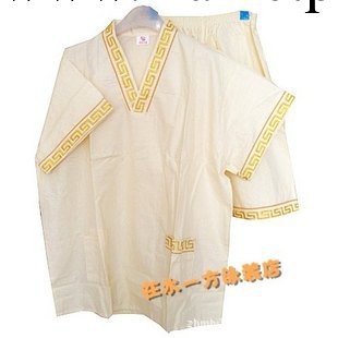 高檔純棉佈桑拿服汗蒸服浴服 刺繡長城圖案短袖夏季睡衣傢居服工廠,批發,進口,代購