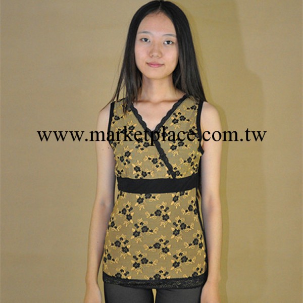 現貨供應廠傢正品安芝雅1330女士繡花保暖背心復古交叉V領抹胸工廠,批發,進口,代購