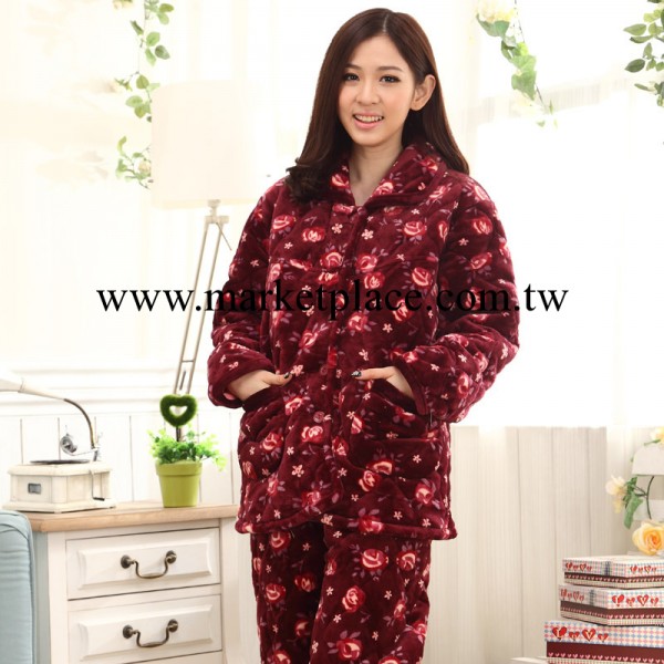冬季加厚女士加大加肥三層夾棉高貴紫色睡衣傢居服套裝批發9109工廠,批發,進口,代購