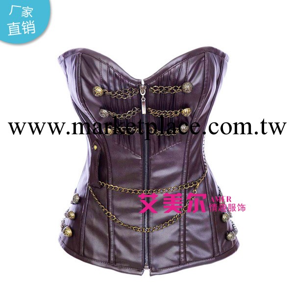 外貿corset 2854咖啡色復古鋼骨宮廷性感情趣束身衣塑身衣現貨工廠,批發,進口,代購