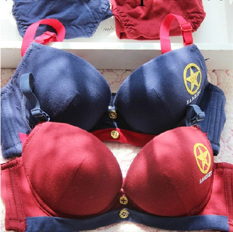 1284  新款 海軍風 運動 日系內衣 純棉少女胸罩套裝內衣批發工廠,批發,進口,代購