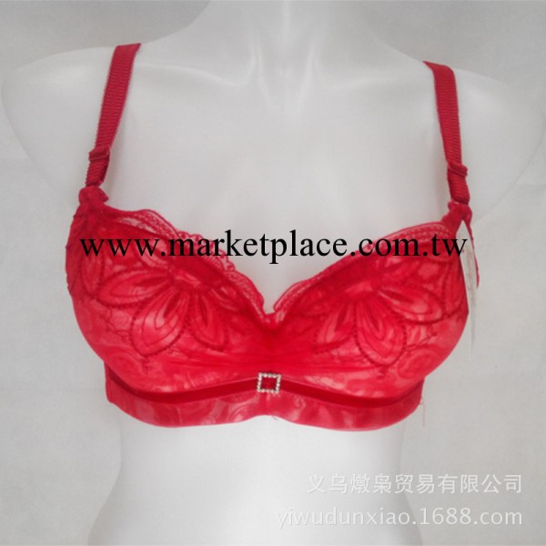 2013年爆款內衣批發 大紅荷葉邊深v聚攏調整型收副乳點鉆胸罩批發工廠,批發,進口,代購