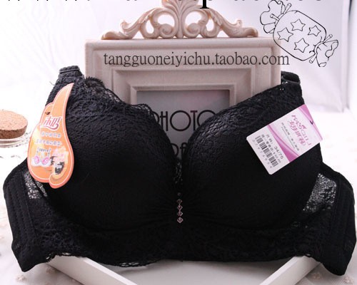 小胸平胸超聚攏深V集中性感水袋加厚光面純色黑色調整型胸罩工廠,批發,進口,代購