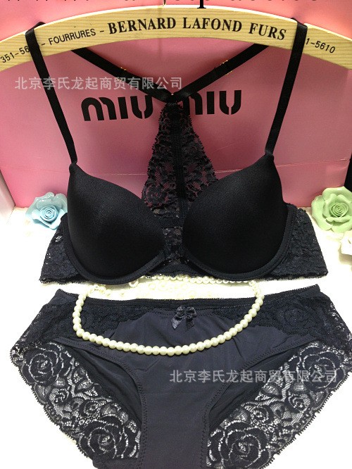 廠傢直銷 維秘傢 2013年 最新款 性感蕾絲美背前扣Y字胸罩套裝工廠,批發,進口,代購