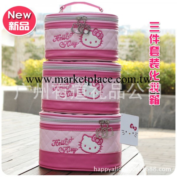 批發hello kitty可愛手提化妝包 韓版時尚化妝箱 收納包 三件套裝工廠,批發,進口,代購