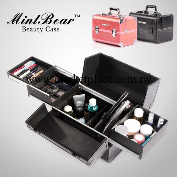 MintBear品牌化妝工具大號多層肩挎式專業化妝箱黑粉跟妝箱工廠,批發,進口,代購