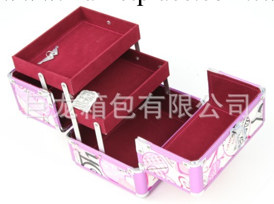 紫色桃心雙開化妝箱 高檔多功能化妝盒 化妝包廠傢批發 首飾盒工廠,批發,進口,代購