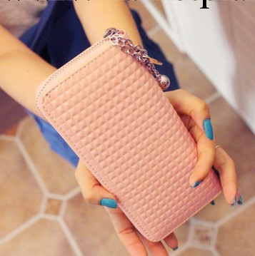 韓版升級漆皮拉鏈錢包鏈條方格女式手拿包小包包糖果色 廠價直銷工廠,批發,進口,代購