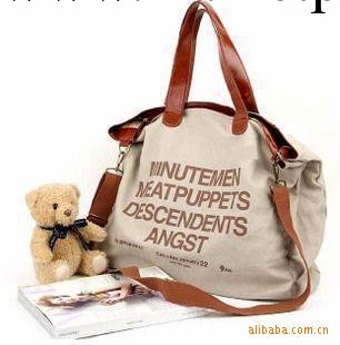 定制批發韓版潮流女包超大英文字母帆佈包單肩手提斜挎包休閒男包工廠,批發,進口,代購