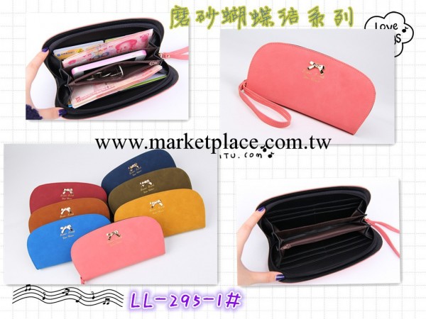 2014新款款磨砂蝴蝶結手拎包 女士手拿包 單拉鏈女士長款錢包批發工廠,批發,進口,代購