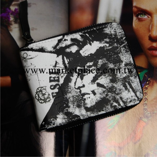 實體批發全真皮個性潮男皮夾手拿包羊皮印花拉鏈包時尚錢包B1611工廠,批發,進口,代購