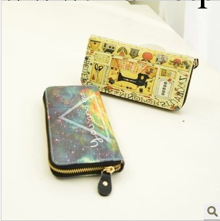 花語佳人  女長款 潮 噴圖縫紉機錢包 星空錢包 手拿包工廠,批發,進口,代購
