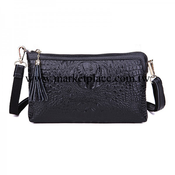 新款歐美時尚潮鱷魚紋手拿包大容量牛皮手抓包配挎帶 真皮女包工廠,批發,進口,代購