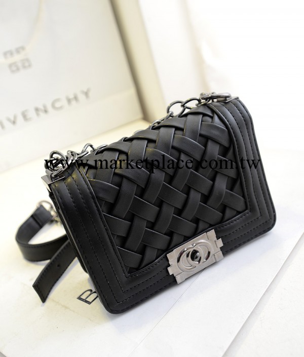 2014女包新款時尚韓版個性小箱子翻蓋單肩包鎖鏈潮女編織手提小包工廠,批發,進口,代購