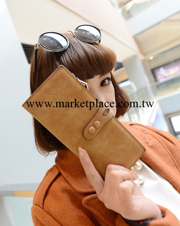 2013新款扣子錢包 歐美時尚磨砂皮多色長款錢包手拿包 一件代發工廠,批發,進口,代購